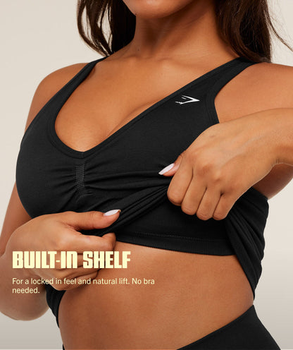 Gymshark Lift Seamless Tank with Shelf - Black Marl