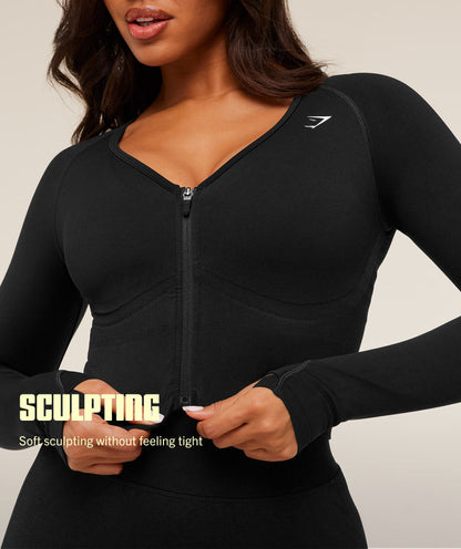 Gymshark Lift Seamless Jacket - Black/Black Marl