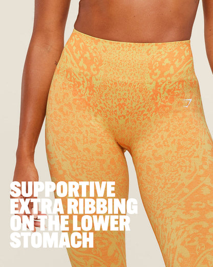 Gymshark Adapt Animal X Whitney Leggings - Sorbet Yellow /  Dayglow Peach