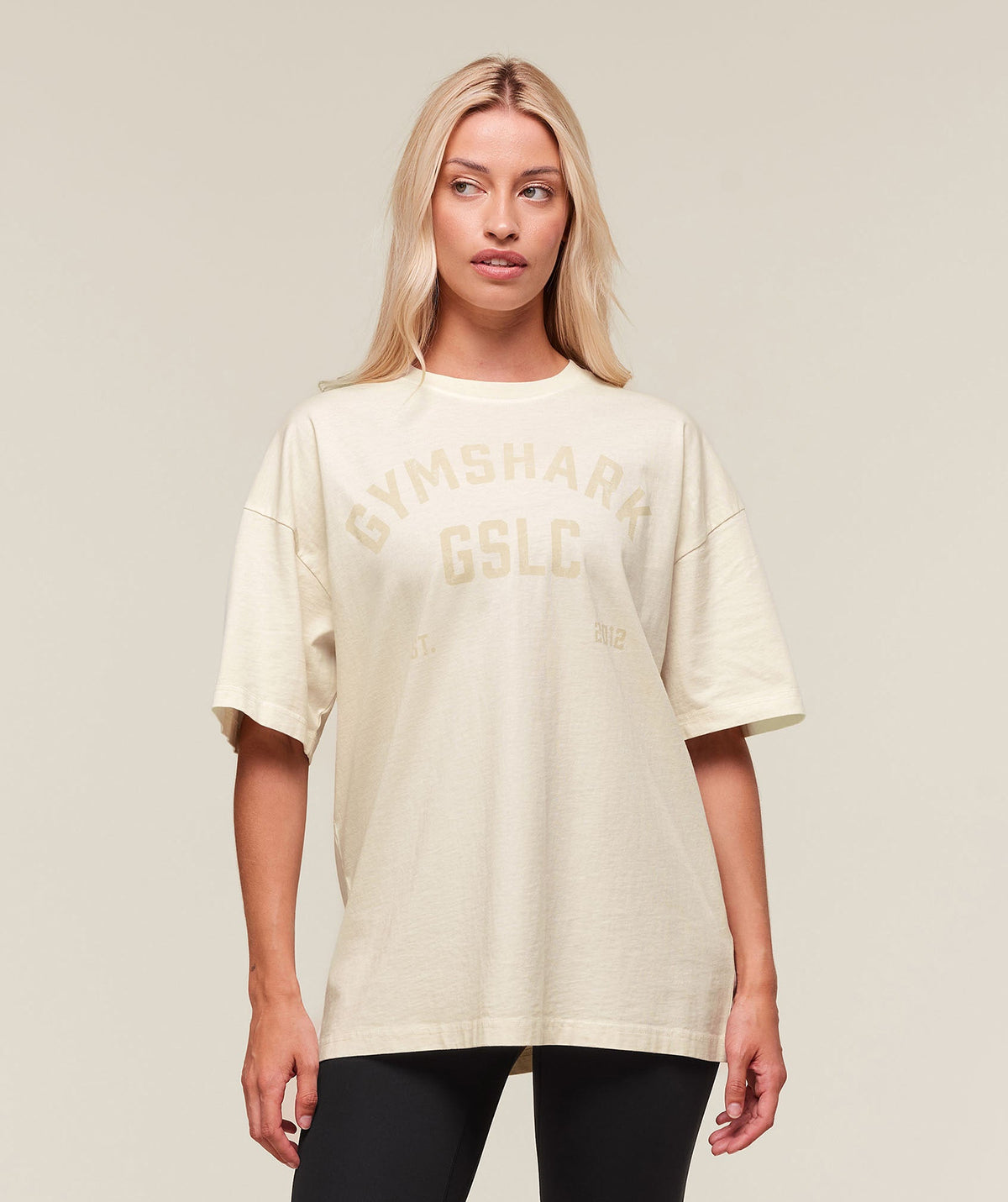 Gymshark 66 Washed Graphic Oversized T-Shirt - Oat White