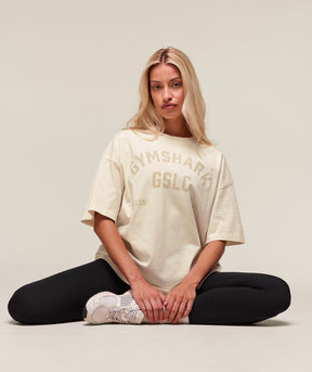 Gymshark 66 Washed Graphic Oversized T-Shirt - Oat White