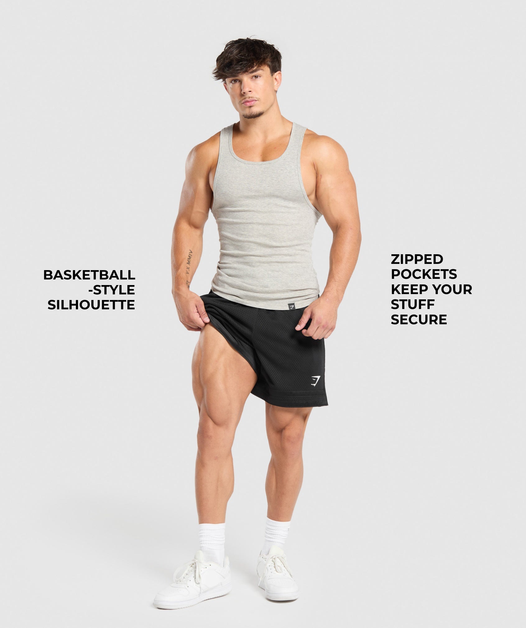 Gymshark Campus Mesh Shorts - Black/White Logo