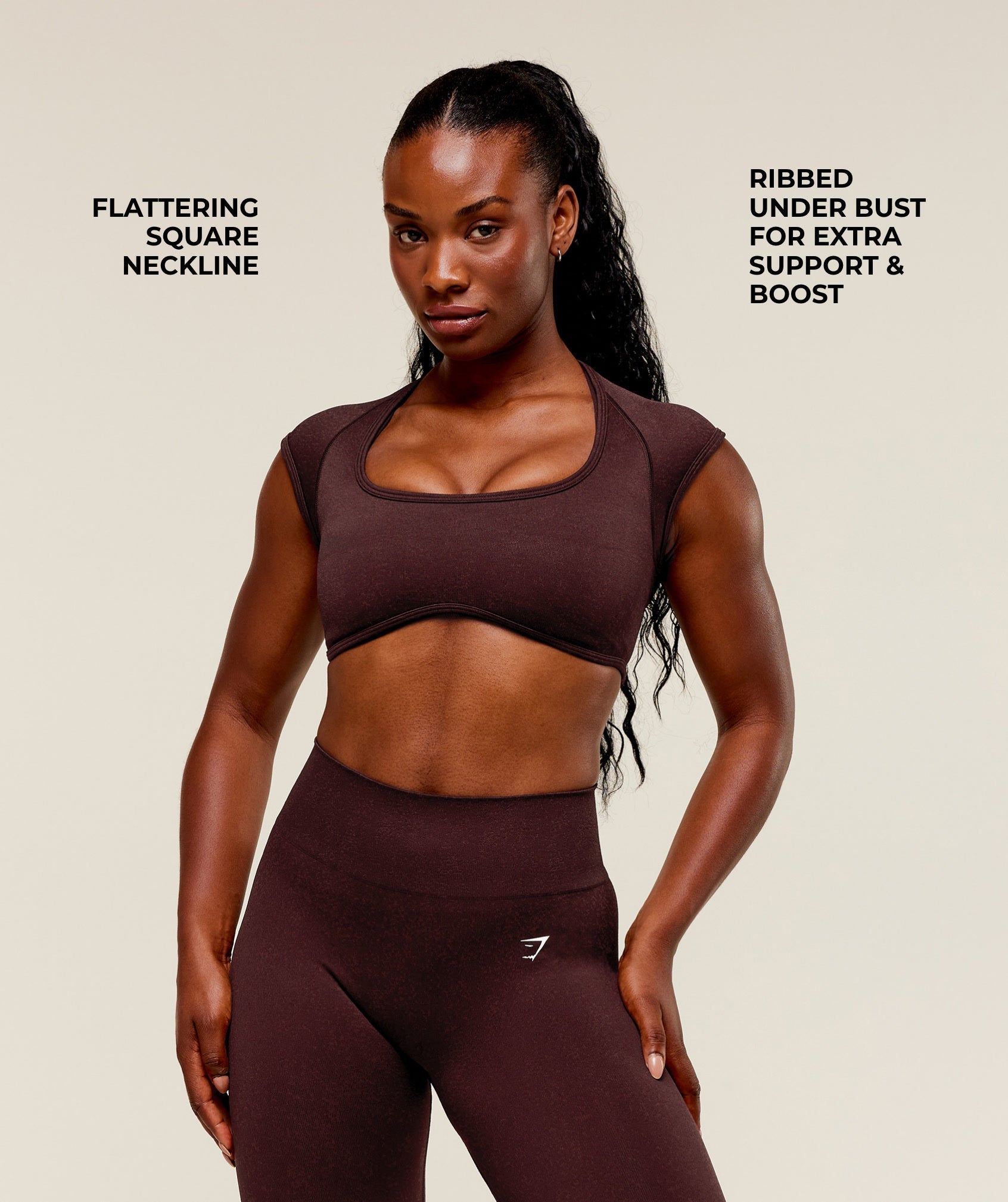 Gymshark Adapt Fleck x Whitney Short Sleeve Crop Top - Cherry Purple/Rich Maroon
