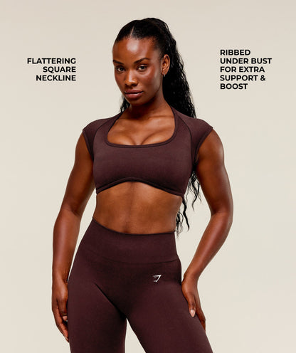 Gymshark Adapt Fleck x Whitney Short Sleeve Crop Top - Cherry Purple/Rich Maroon