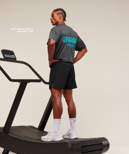 Gymshark Conditioning Club Oversized T-Shirt - Onyx Grey/Brand Blue