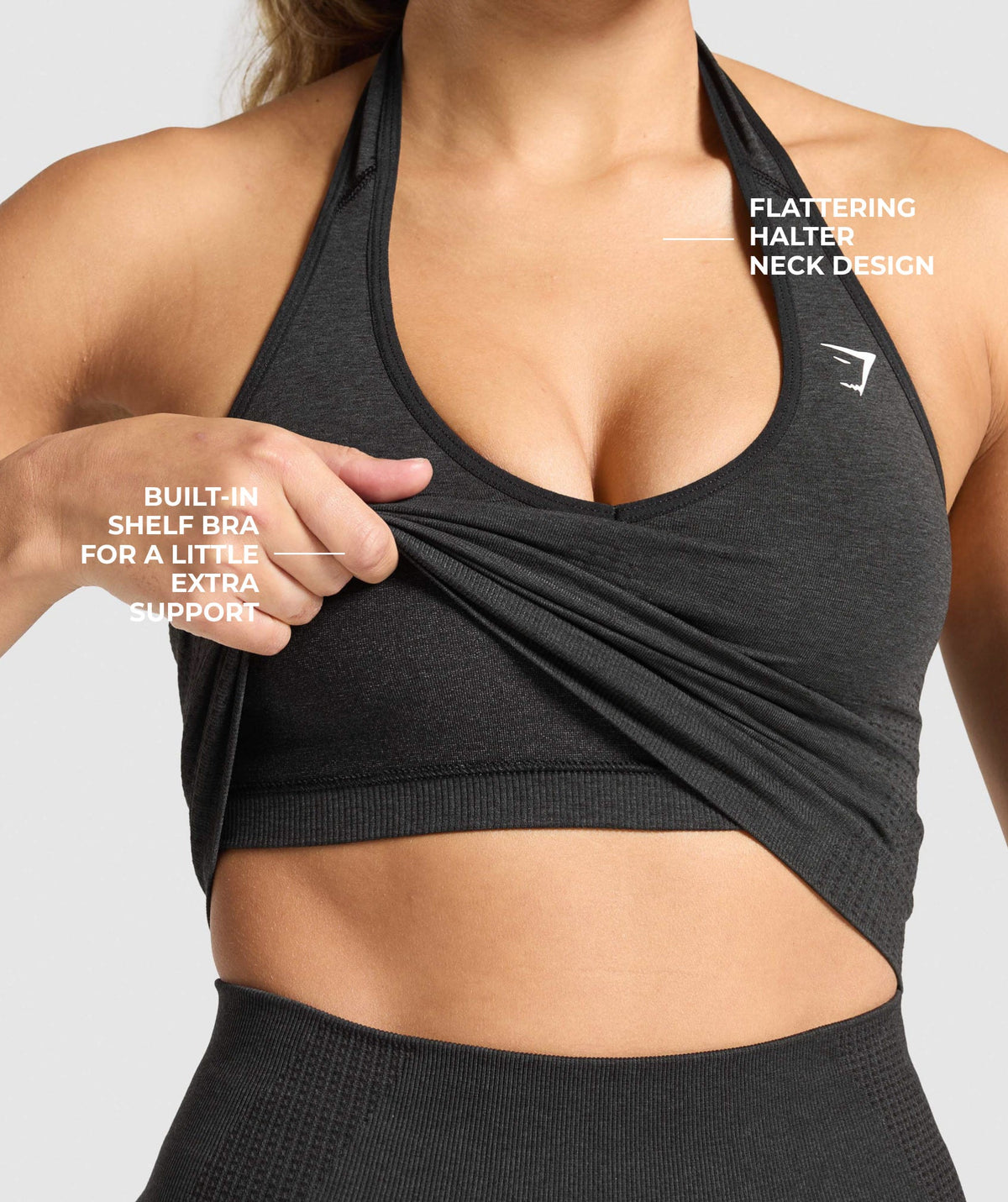 Gymshark Vital Halter Neck Tank With Shelf - Black Marl