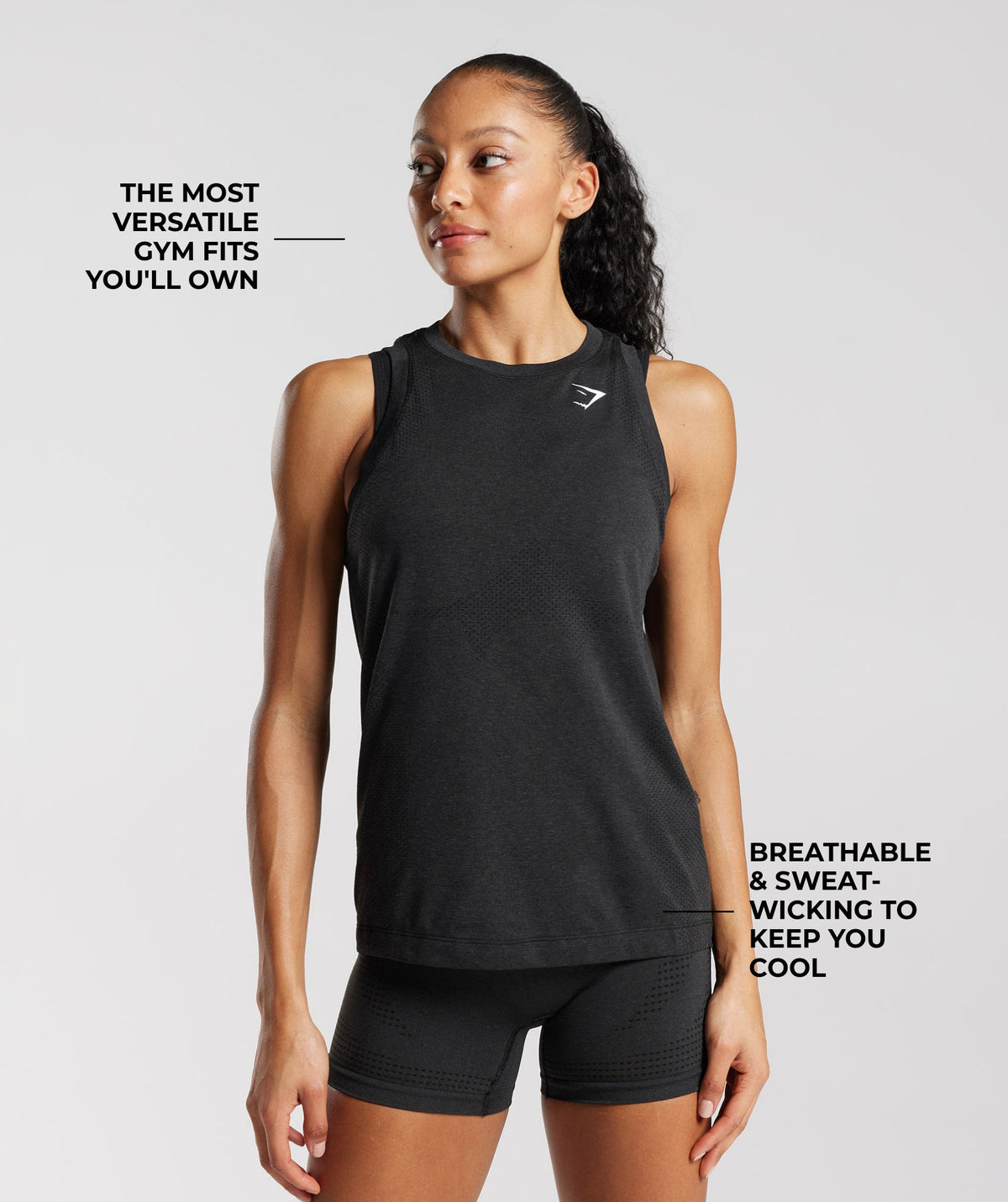Gymshark Vital Light Tank - Black Marl