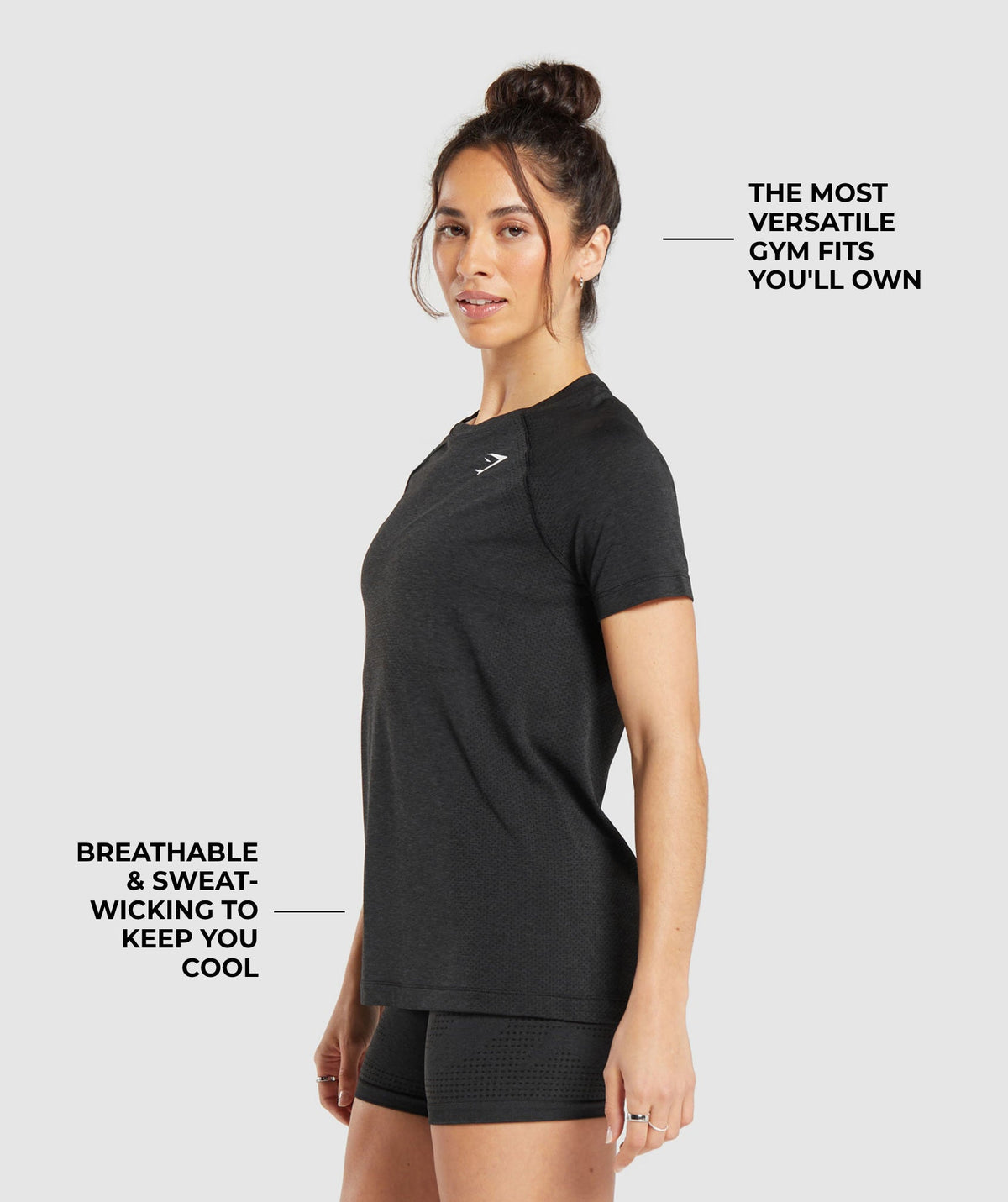 Gymshark Vital Light T-Shirt - Black Marl