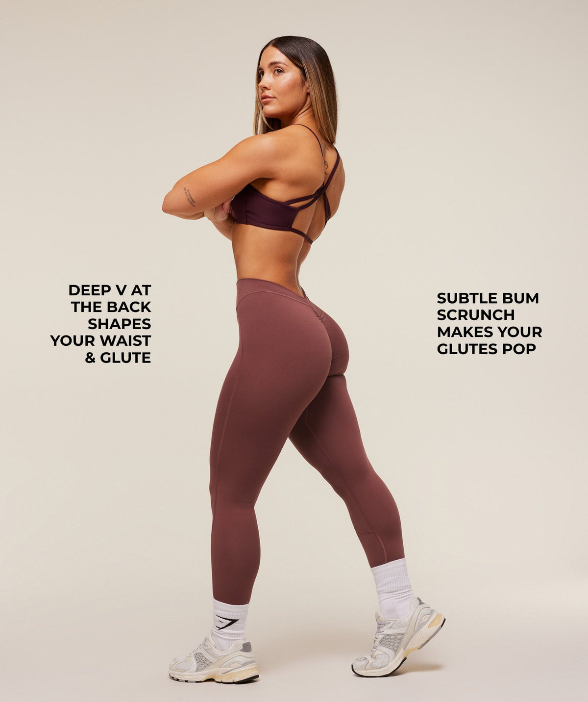Gymshark Lifting Dipped Waistband Leggings - Burgundy Brown