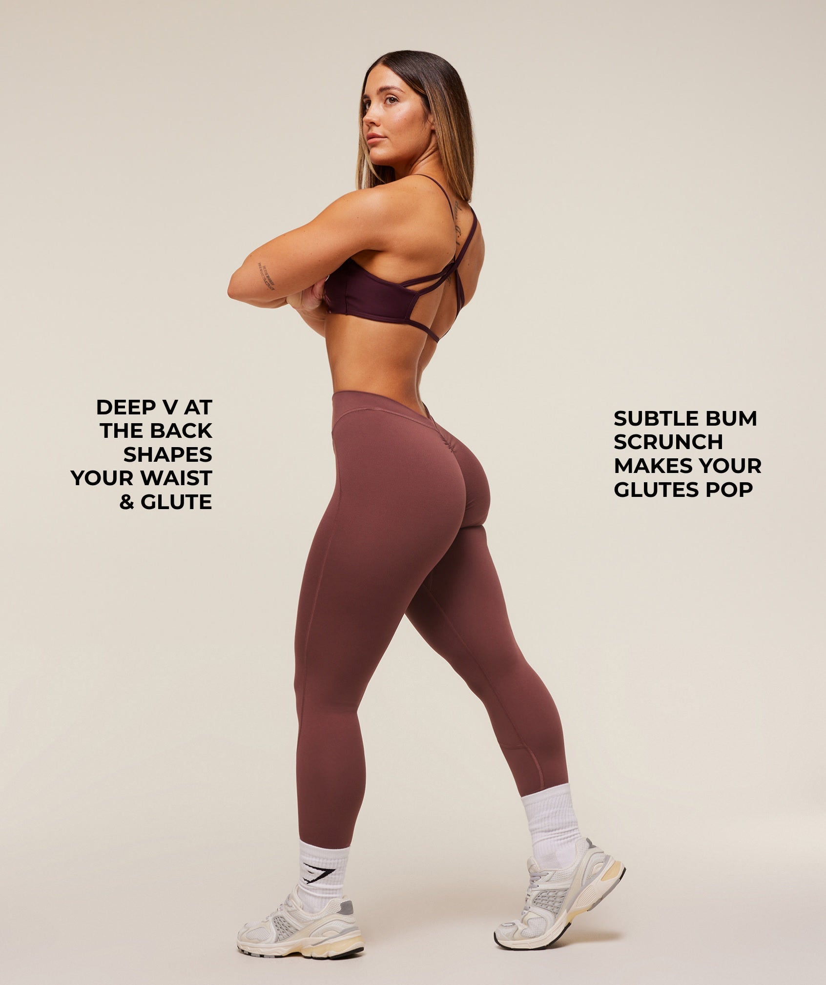 Gymshark Lifting Dipped Waistband Leggings - Burgundy Brown