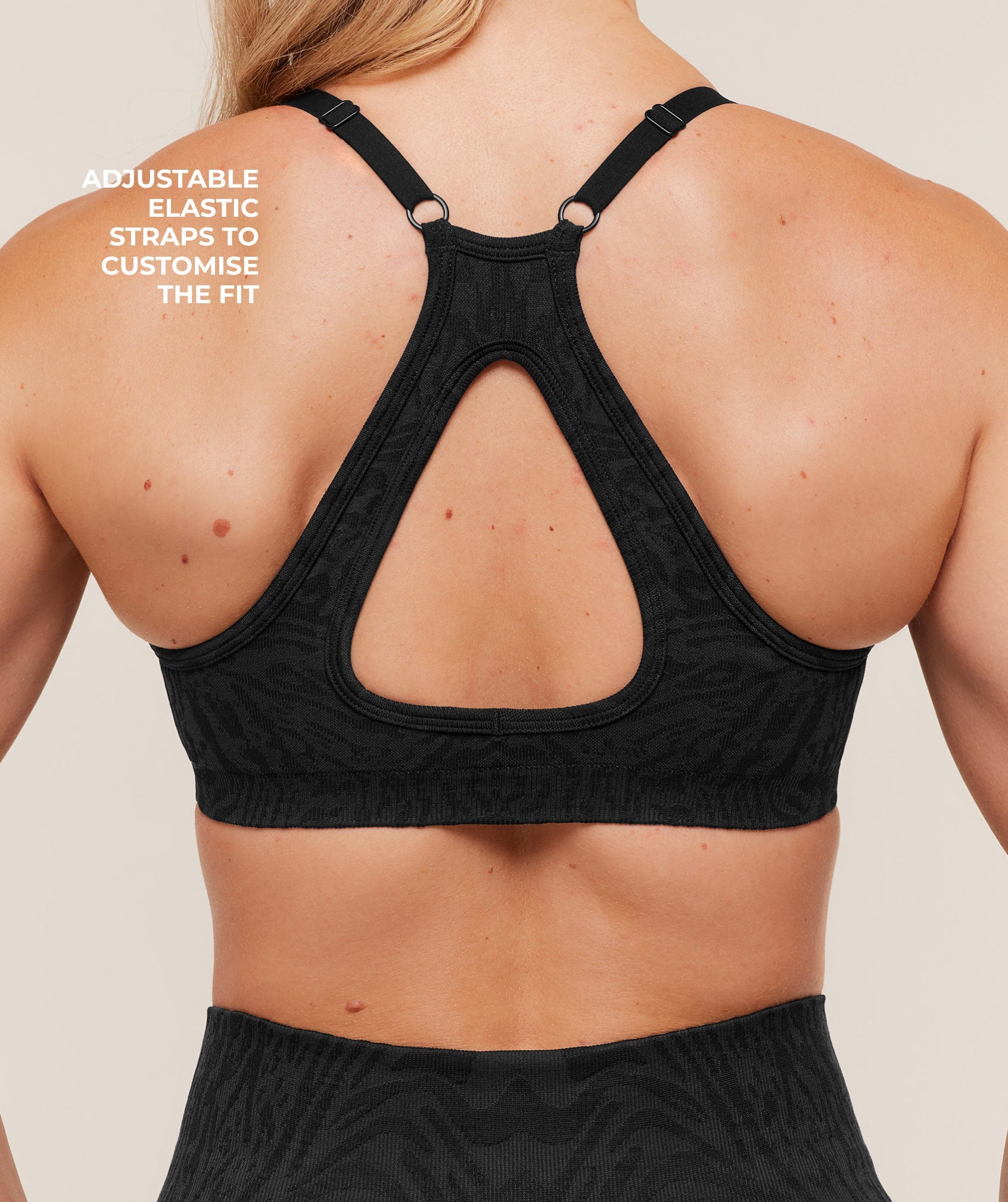 Gymshark Adapt Animal Seamless Sports Bra - Black/Asphalt Grey