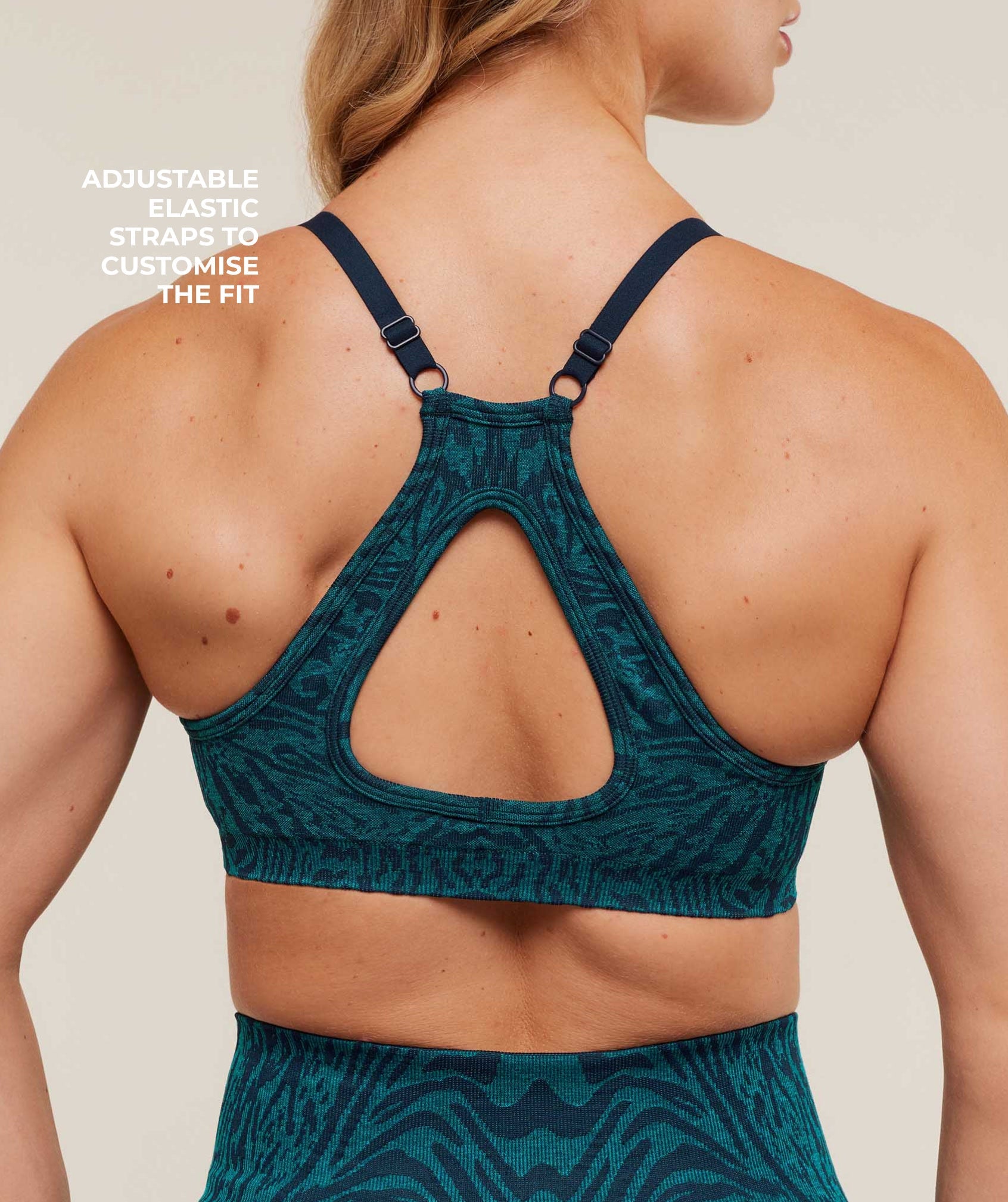 Gymshark Adapt Animal Seamless Sports Bra - Navy/Brand Blue