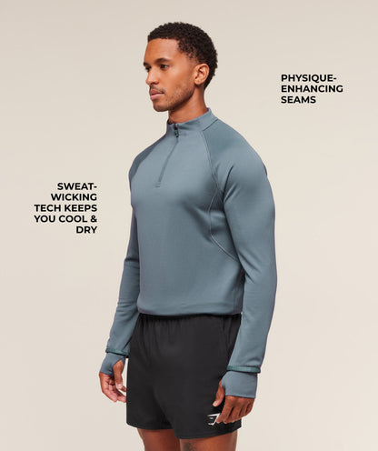 Gymshark Running 1/4 Zip - Iron Blue