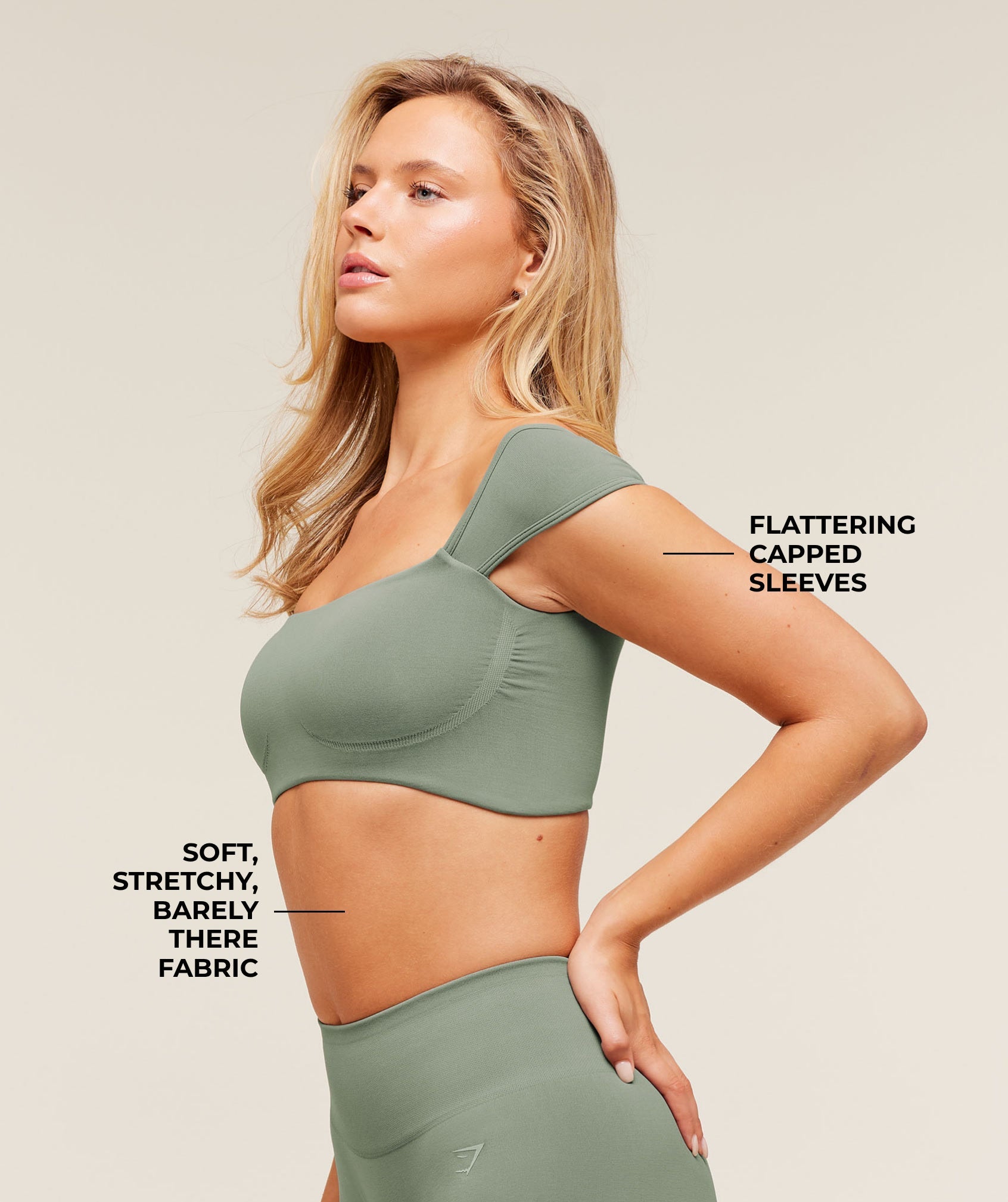 Gymshark Soft Sculpt Cap Sleeve Bralette - Unit Green