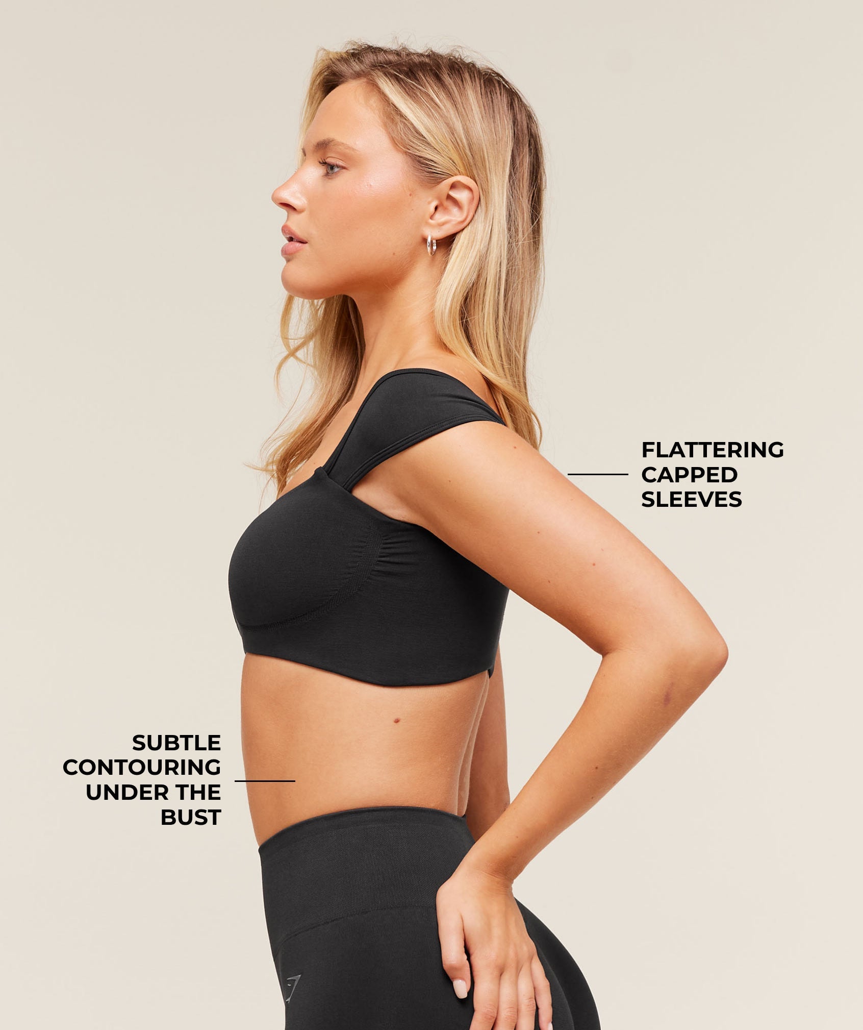 Gymshark Soft Sculpt Cap Sleeve Bralette - Black