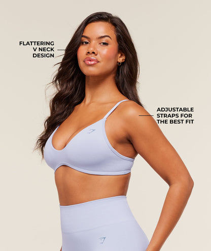 Gymshark Soft Sculpt V-neck Sports Bra - Peri Blue