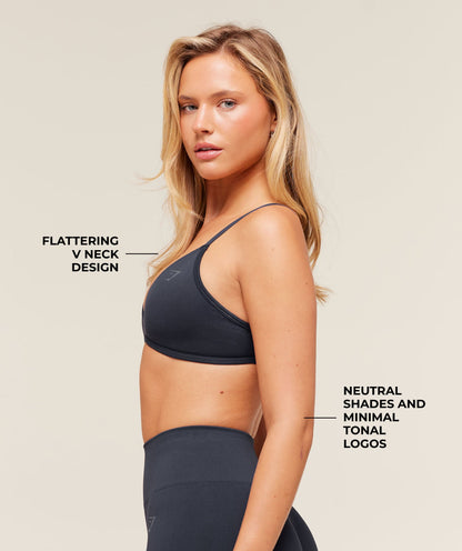 Gymshark Soft Sculpt V-neck Sports Bra - Heavy Blue