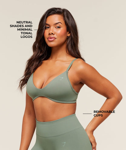 Gymshark Soft Sculpt V-neck Sports Bra - Unit Green
