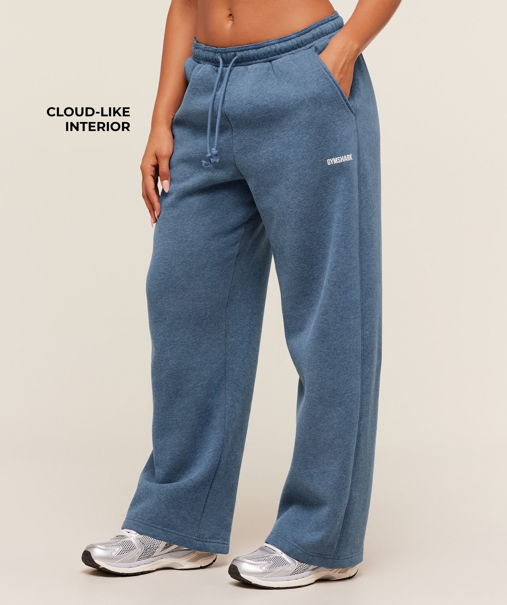 Gymshark Cosy Luxe Straight Leg Regular Joggers -  Compound Blue Marl