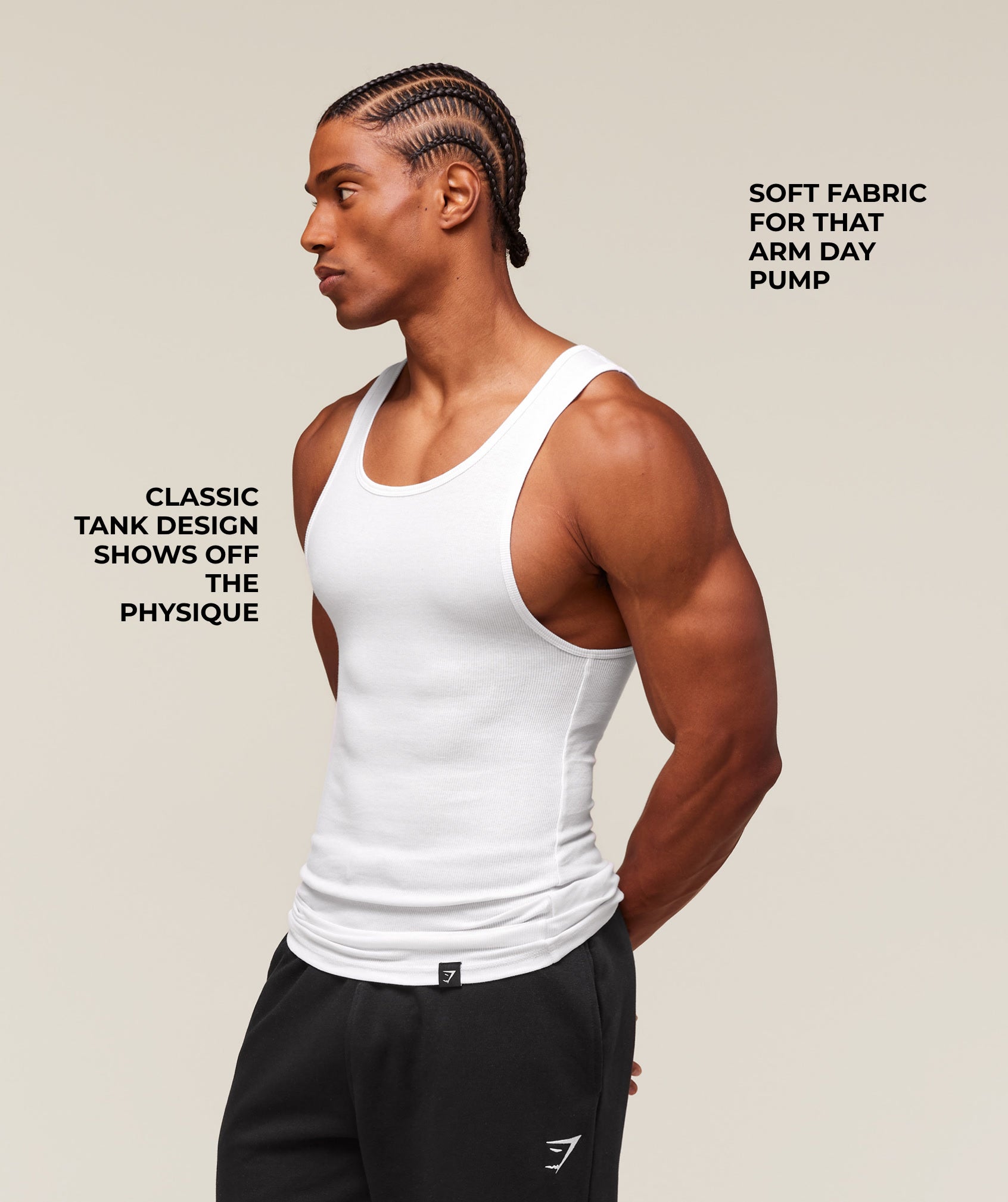 Gymshark Ribbed Tank 1PK - White