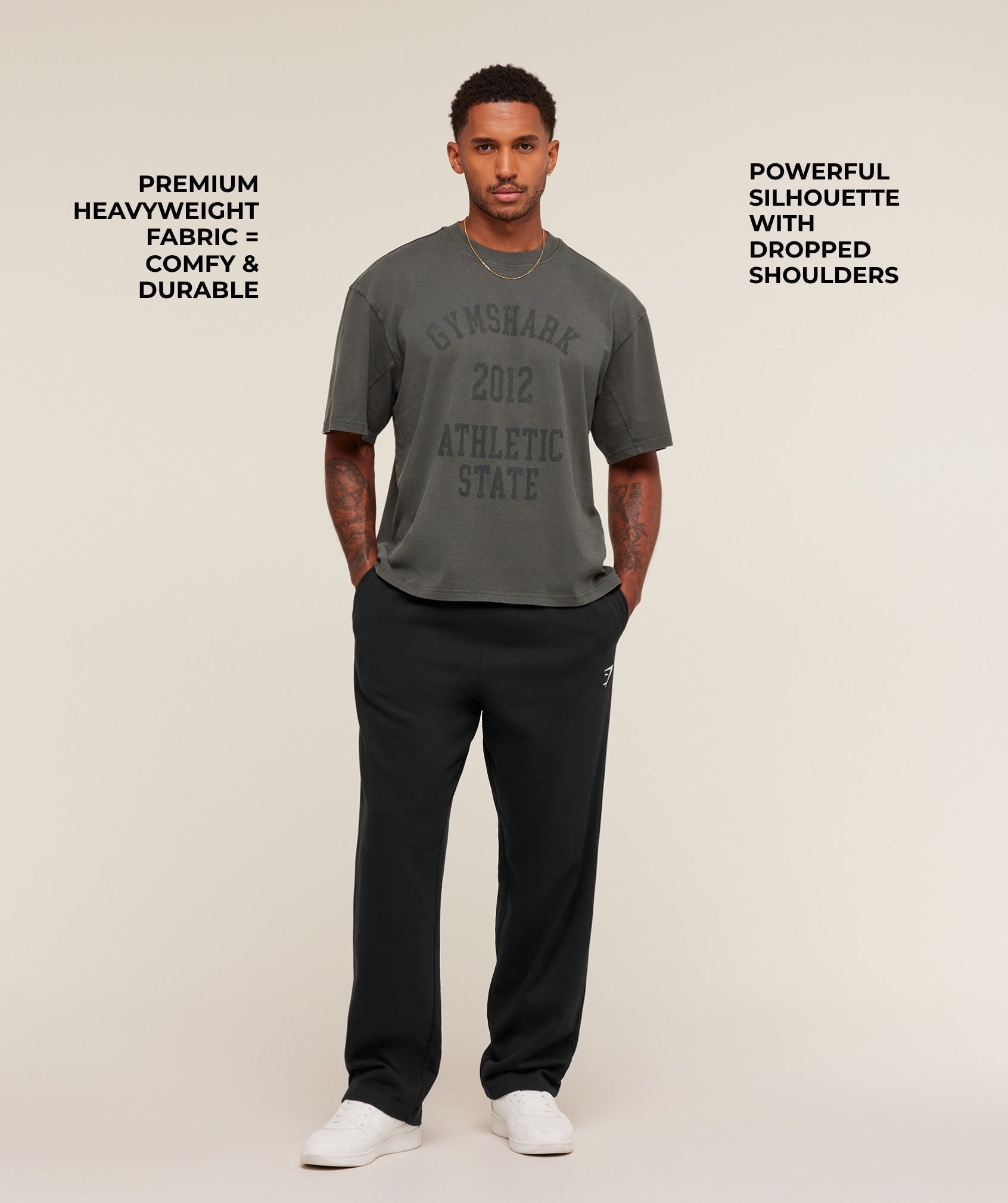 Gymshark Collegiate Washed T-Shirt - Asphalt Grey