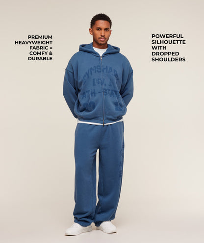 Gymshark Collegiate Washed Zip Up Hoodie - Compound Blue