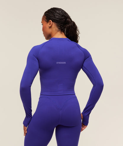 Gymshark Activate Long Sleeve Crop Top - Cobalt Purple