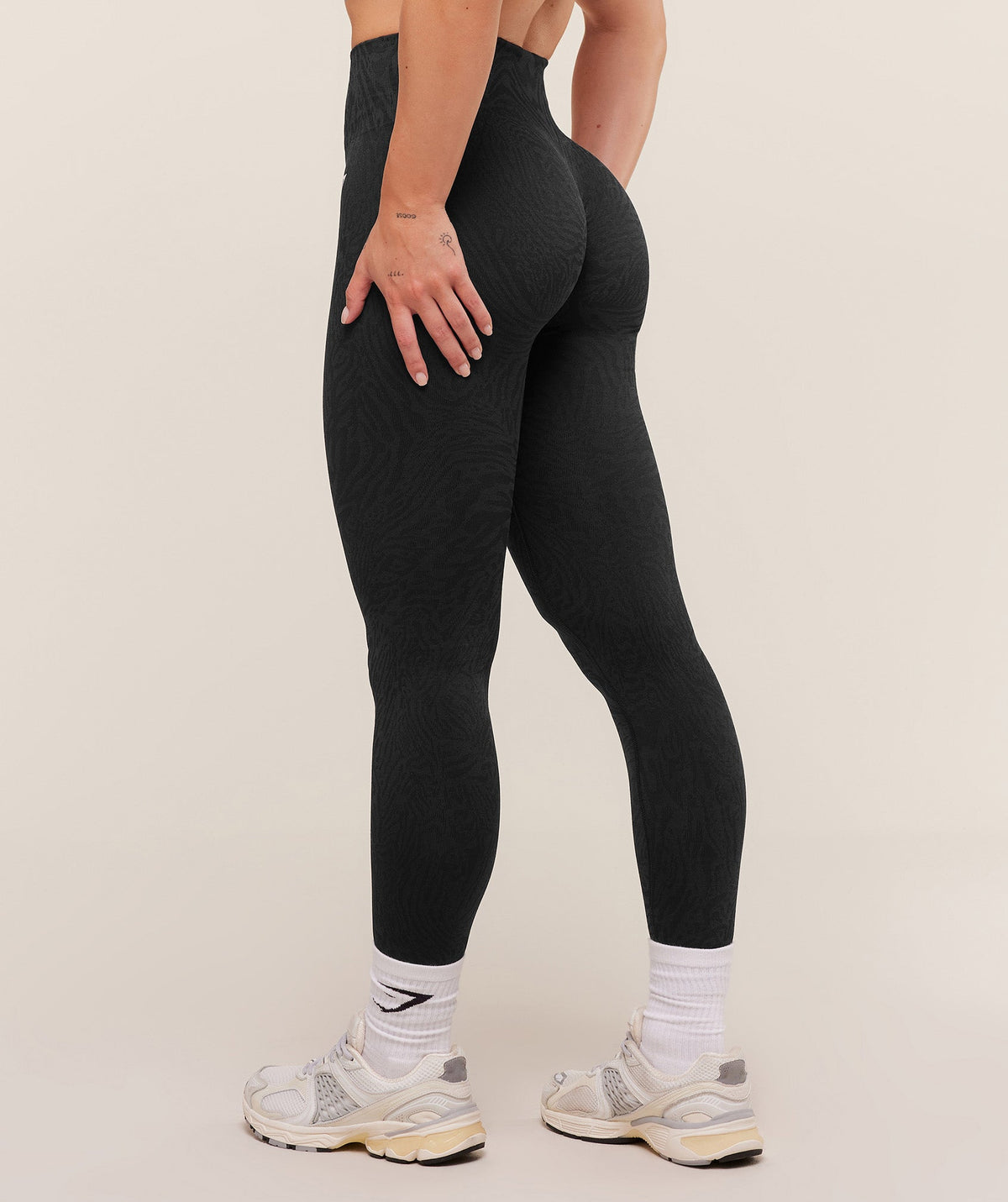 Gymshark Adapt Animal Seamless Leggings - Black/Asphalt Grey