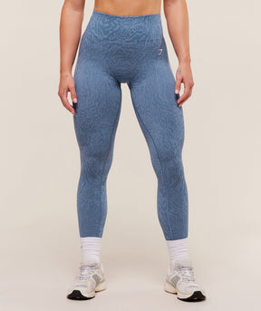 Gymshark Adapt Animal Seamless Leggings - Worn Blue/Peri Blue