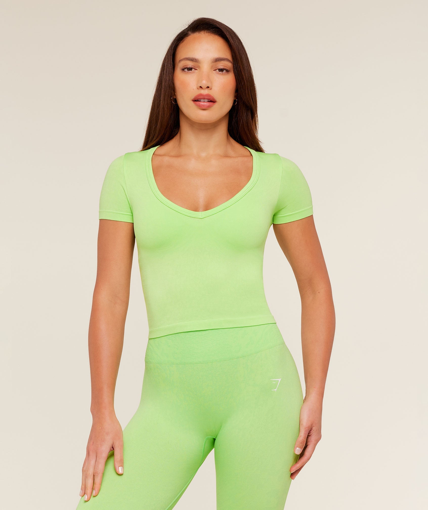 Gymshark Adapt Animal X Whitney Short Sleeve Top - Energy Gelato Green /  Sorbet Yellow