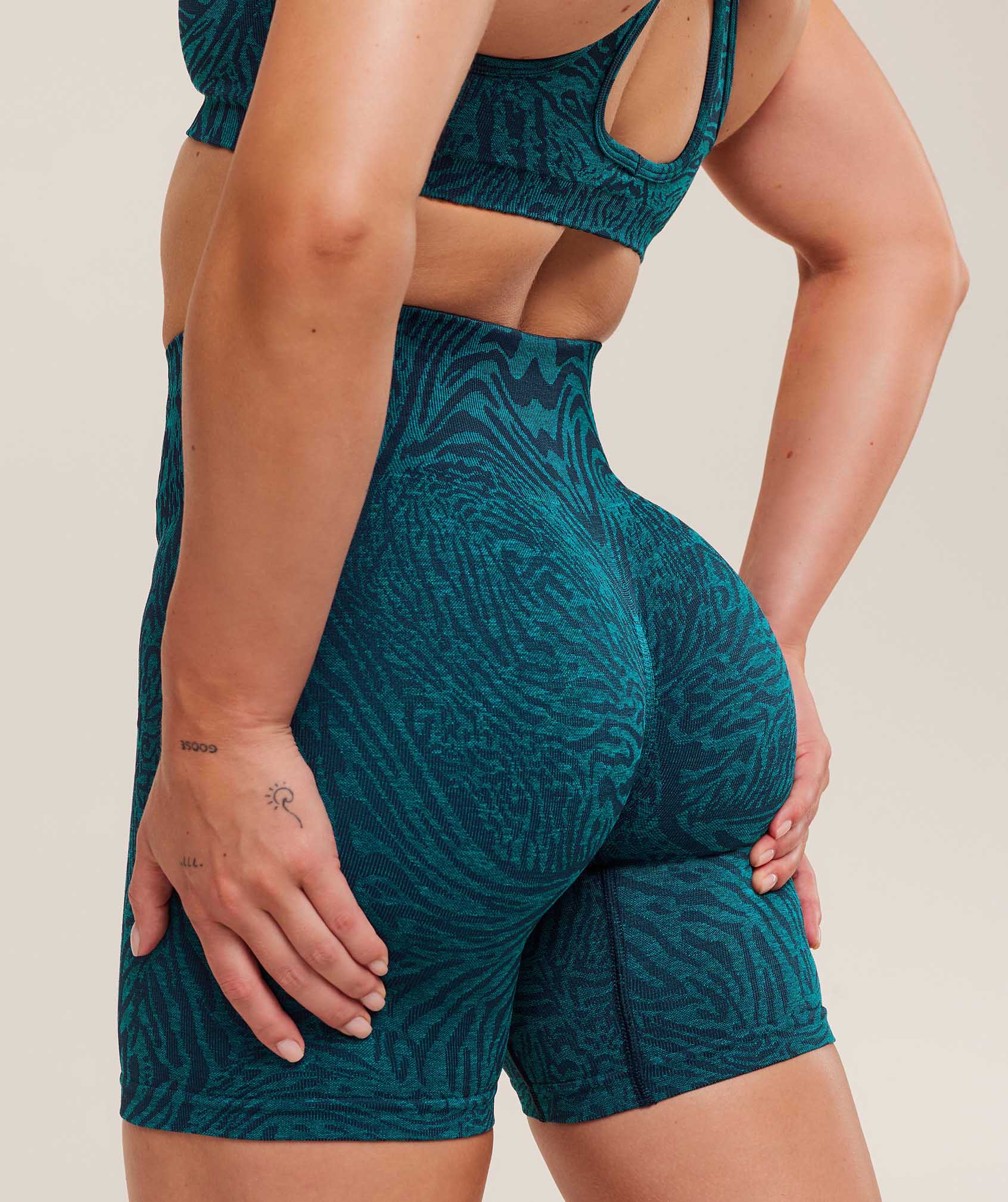 Gymshark Adapt Animal Seamless Shorts - Navy/Brand Blue