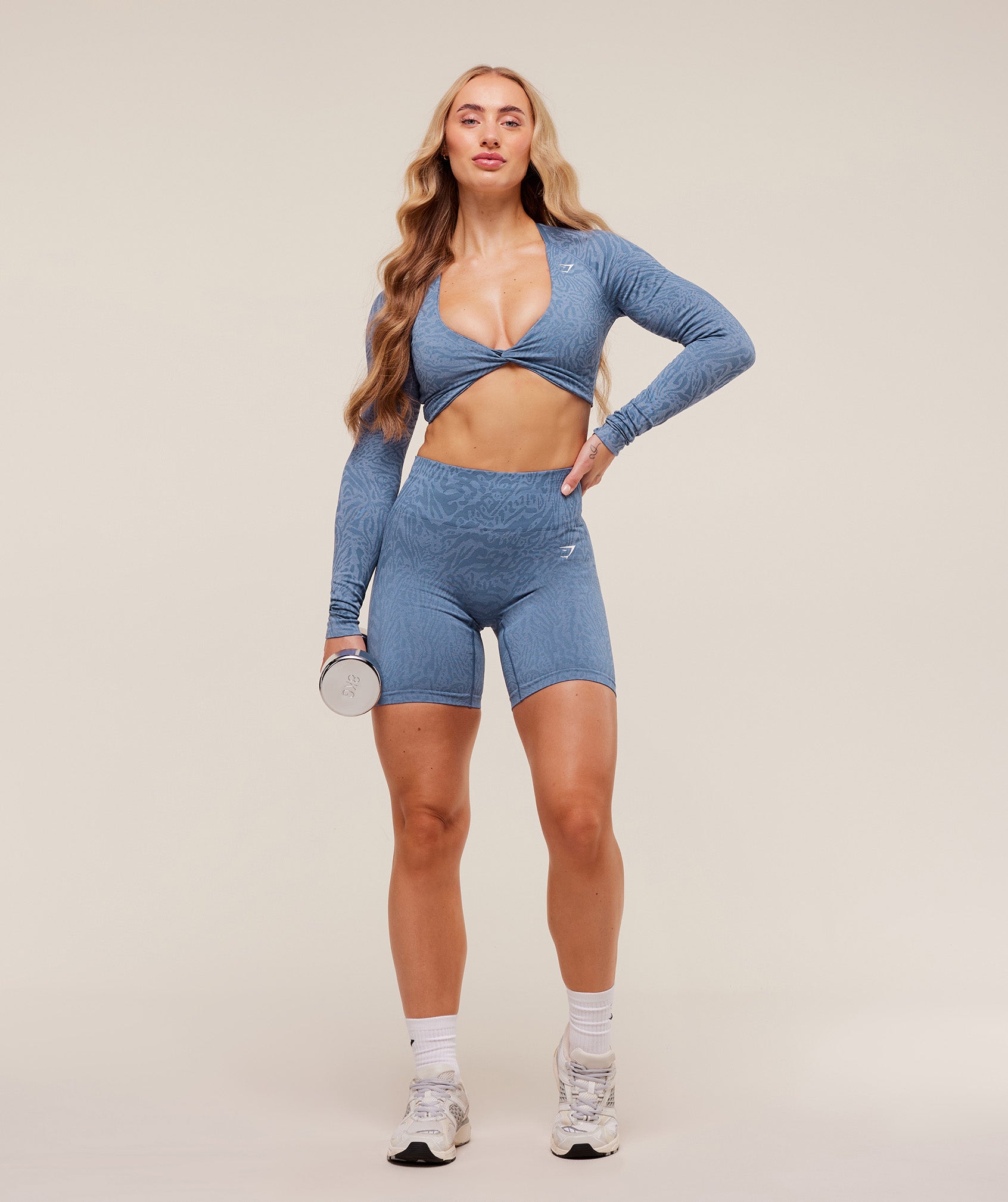Gymshark Adapt Animal Seamless Shorts - Worn Blue/Peri Blue