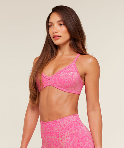 Gymshark Adapt Animal X Whitney Sports Bra - Electric Pink /  Sorbet Yellow