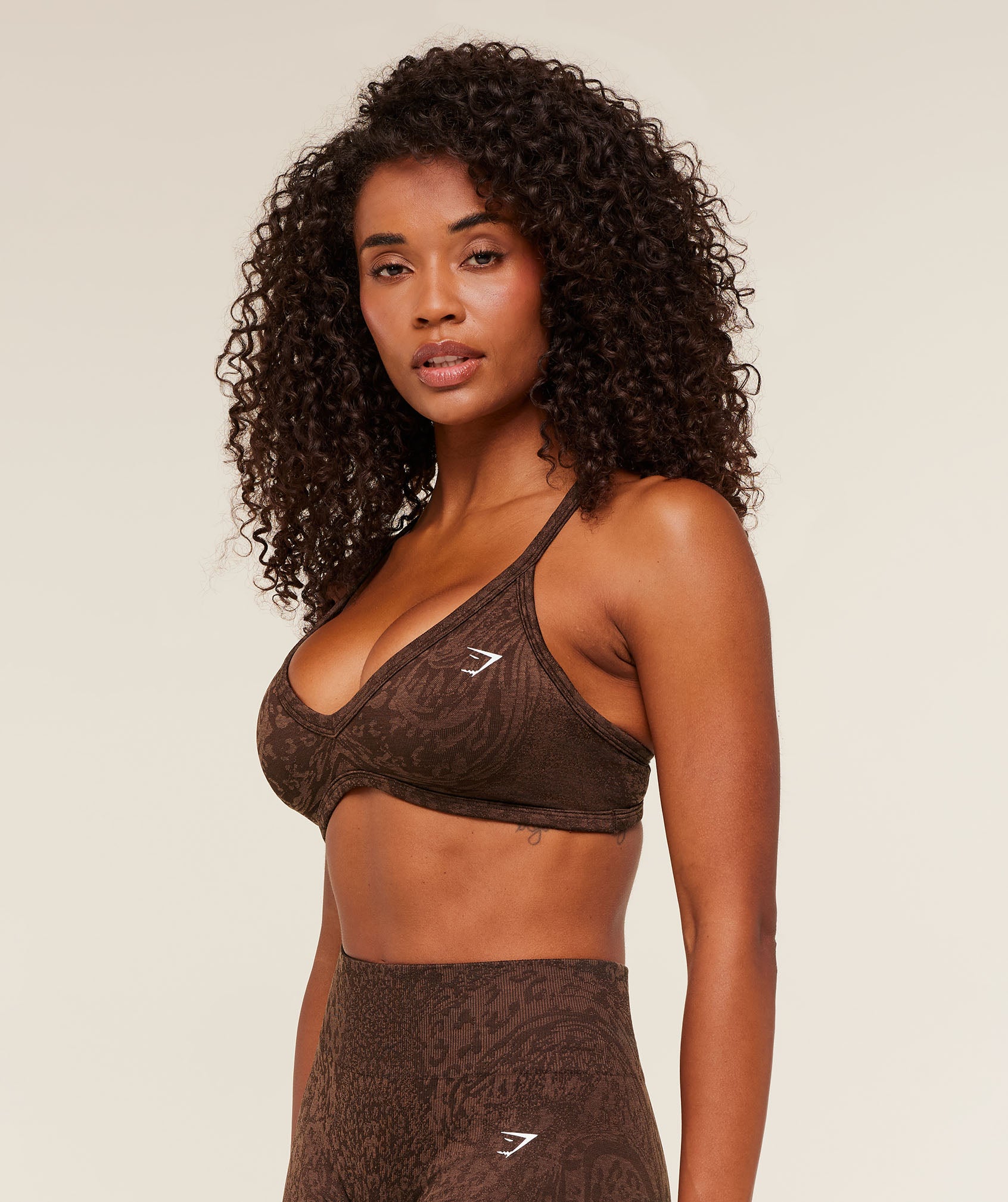Gymshark Adapt Animal X Whitney Sports Bra - Archive Brown /  Soft Brown
