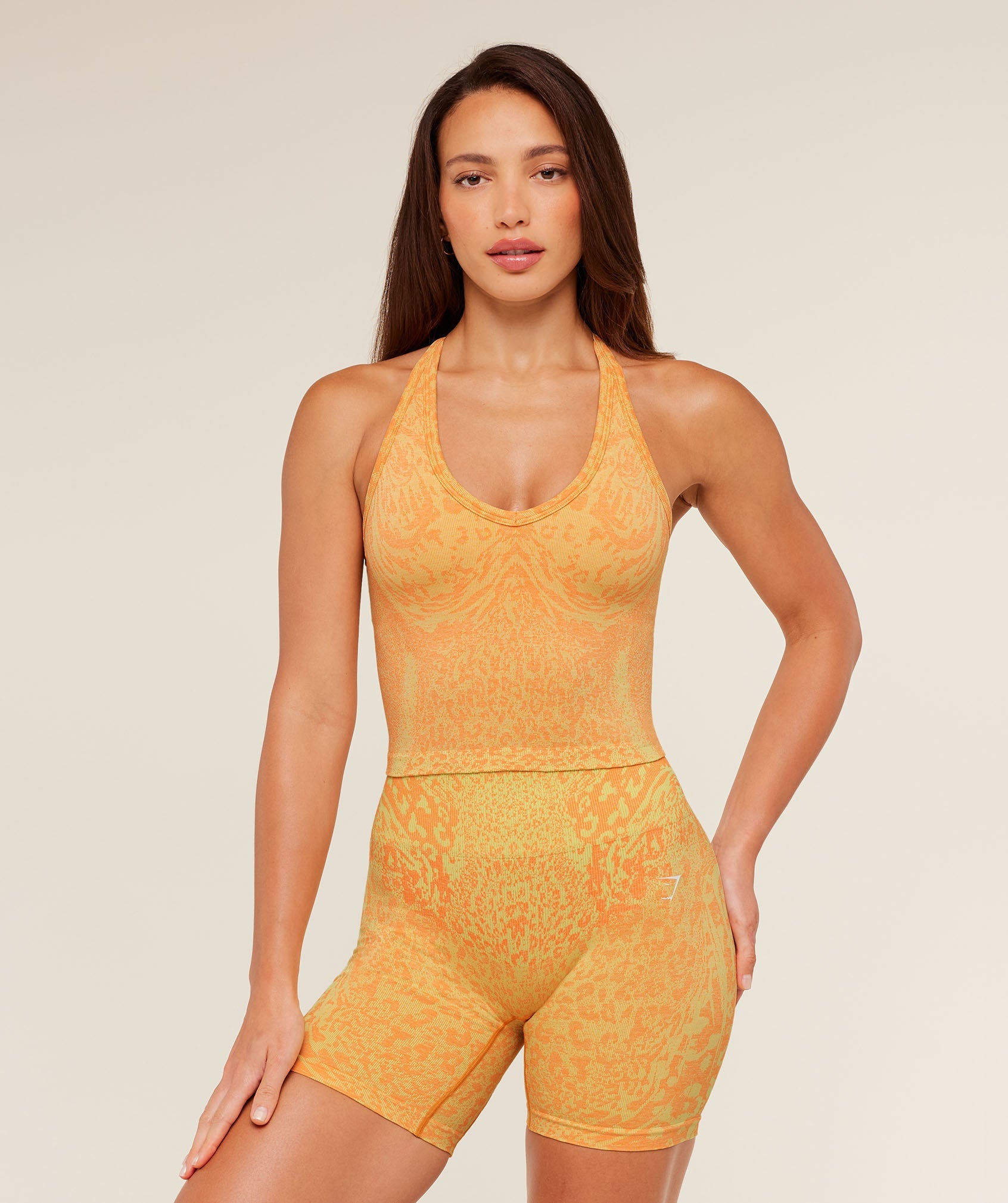 Gymshark Adapt Animal X Whitney Tank Top with Shelf - Sorbet Yellow /  Dayglow Peach