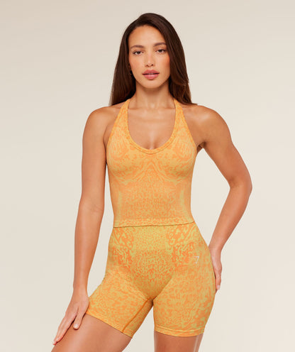 Gymshark Adapt Animal X Whitney Tank Top with Shelf - Sorbet Yellow /  Dayglow Peach