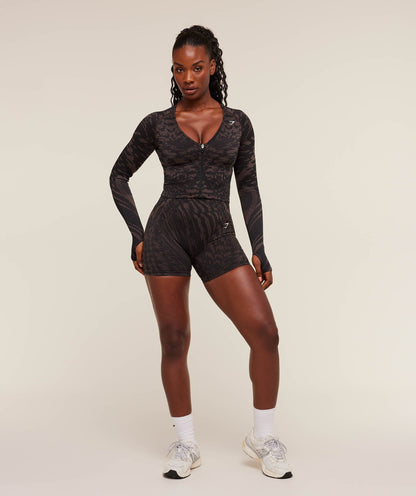 Gymshark Adapt Houndstooth Jacket - Black/Chestnut Pink