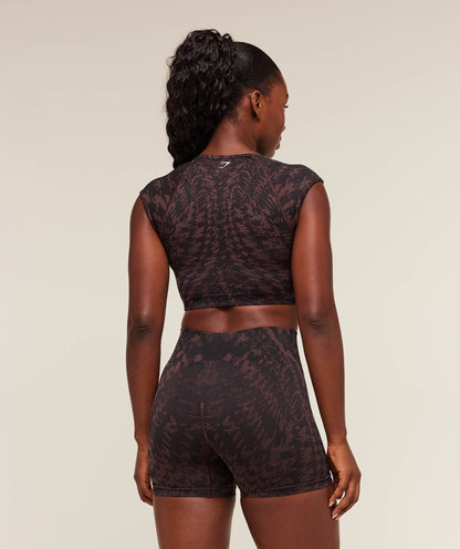 Gymshark Adapt Houndstooth Midi Top - Black/Reset Pink