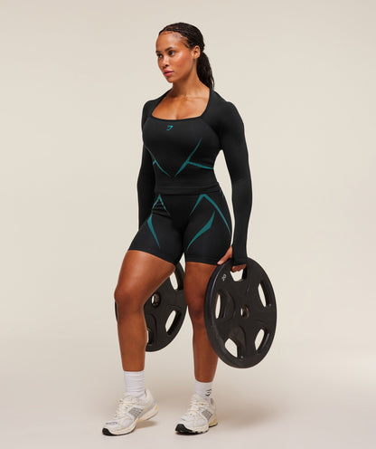 Gymshark Apex Lift Seamless Short - Black/Brand Blue
