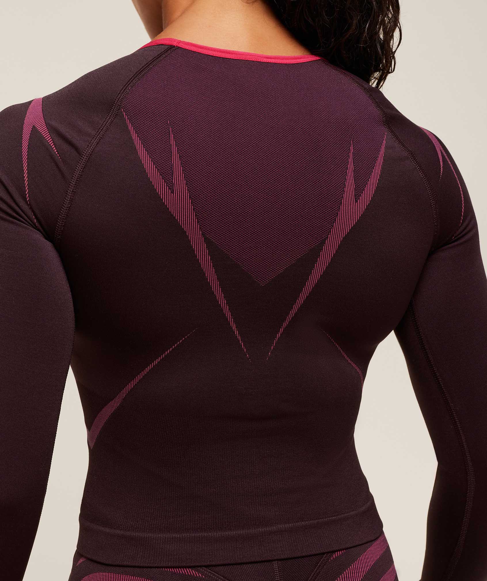 Gymshark Apex Lift Seamless Long Sleeve Crop Top - Cherry Purple/Build Pink