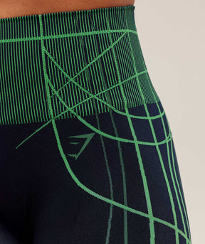 Gymshark Apex Seamless Leggings - Heavy Blue/Active Green