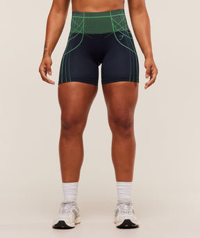 Gymshark Apex Seamless Shorts - Heavy Blue/Active Green