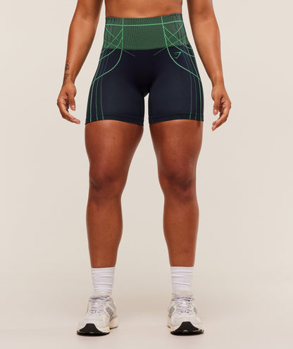 Gymshark Apex Seamless Shorts - Heavy Blue/Active Green