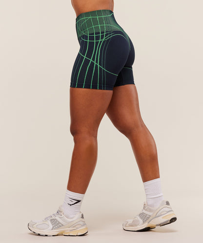 Gymshark Apex Seamless Shorts - Heavy Blue/Active Green