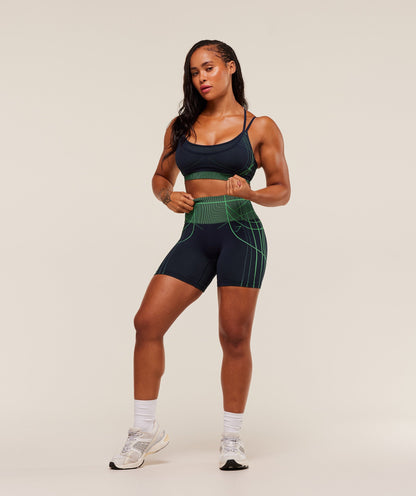 Gymshark Apex Seamless Shorts - Heavy Blue/Active Green
