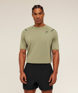 Gymshark Arrival Contrast T-Shirt -  Grounded Green /  Strength Green