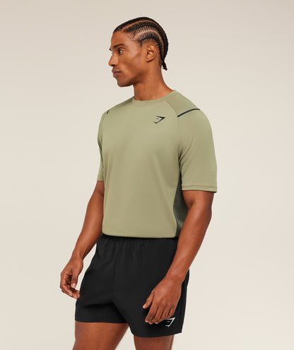 Gymshark Arrival Contrast T-Shirt -  Grounded Green /  Strength Green