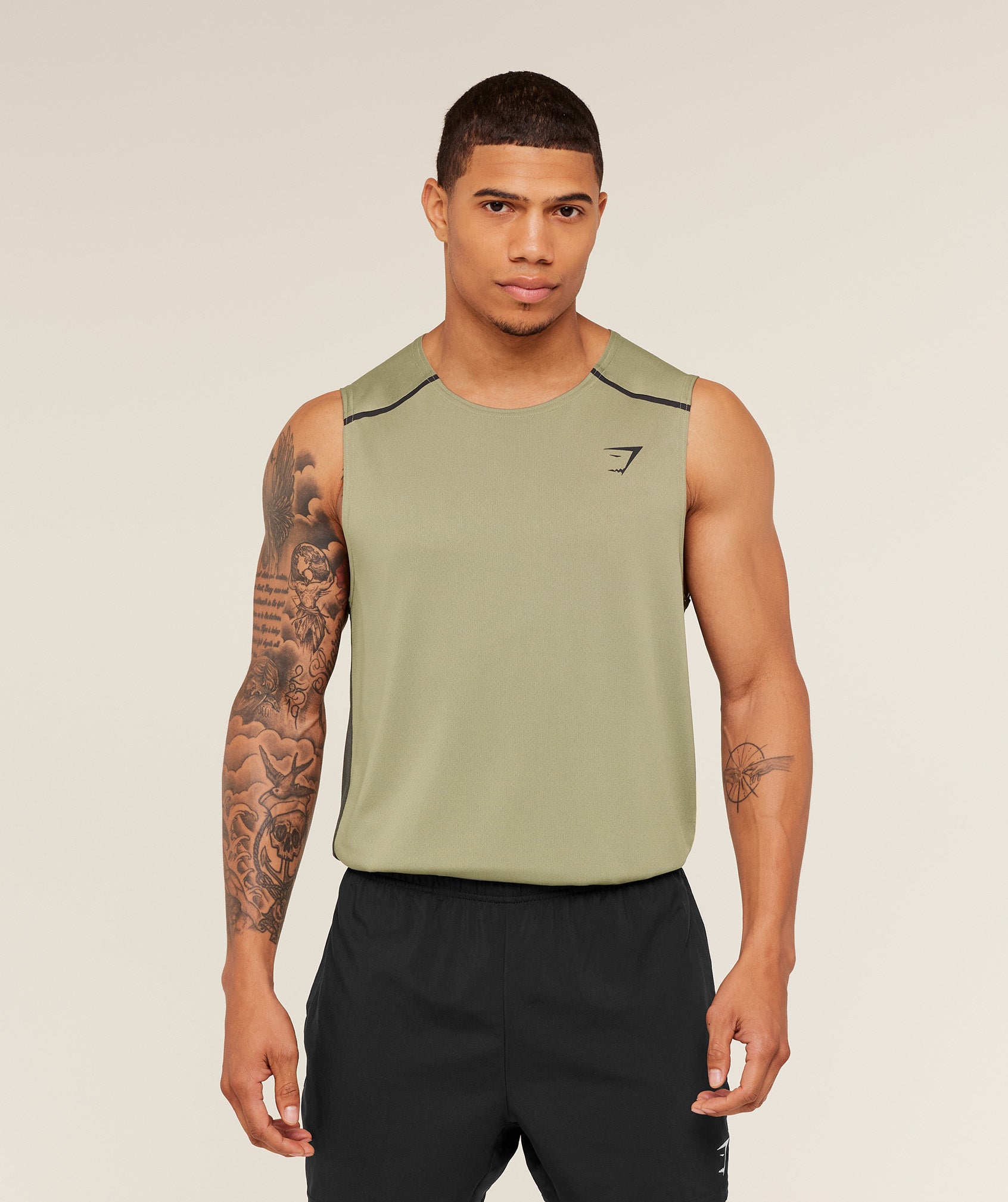 Gymshark Arrival Contrast Tank -  Grounded Green /  Strength Green