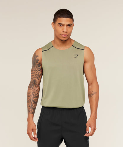 Gymshark Arrival Contrast Tank -  Grounded Green /  Strength Green