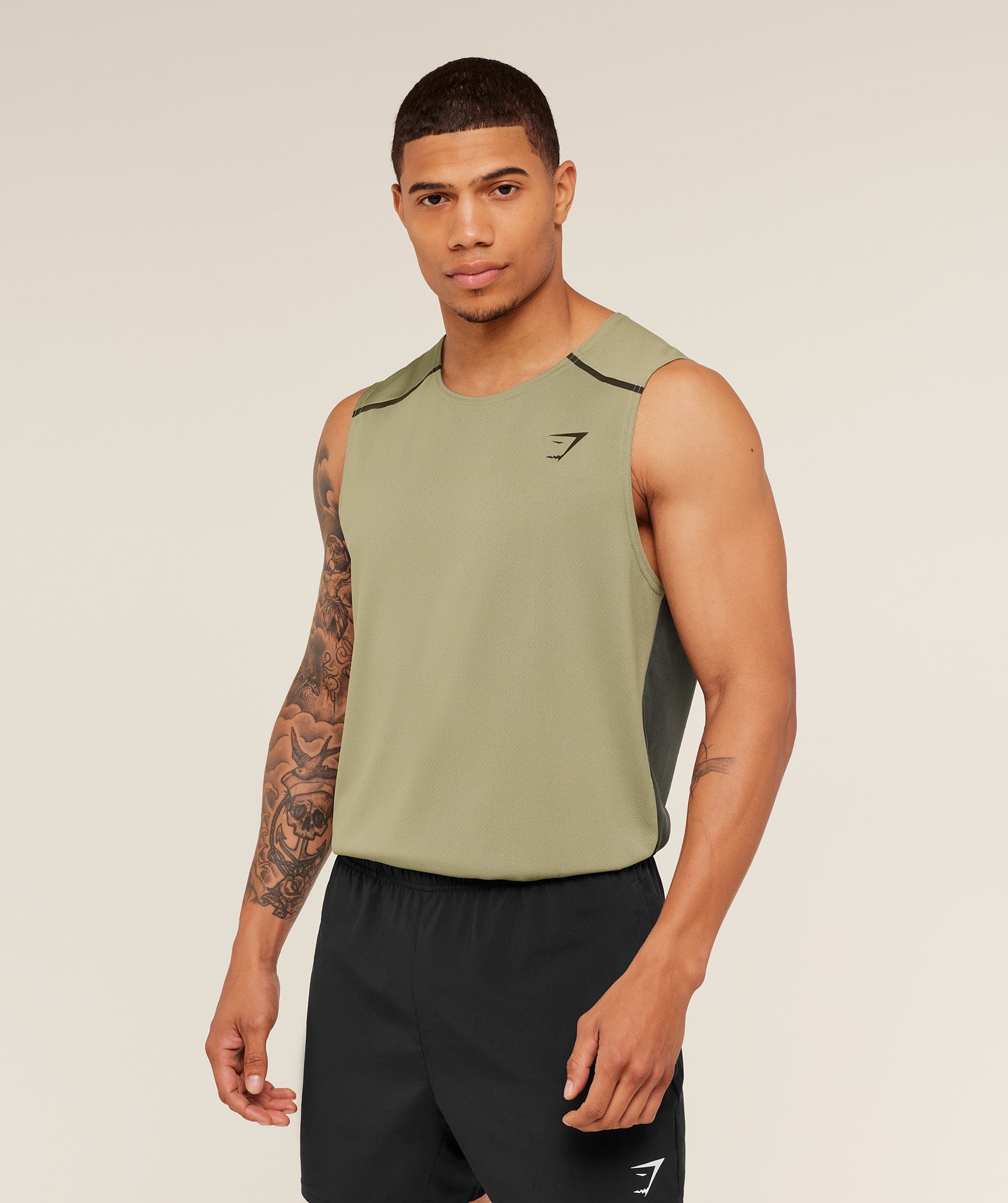 Gymshark Arrival Contrast Tank -  Grounded Green /  Strength Green
